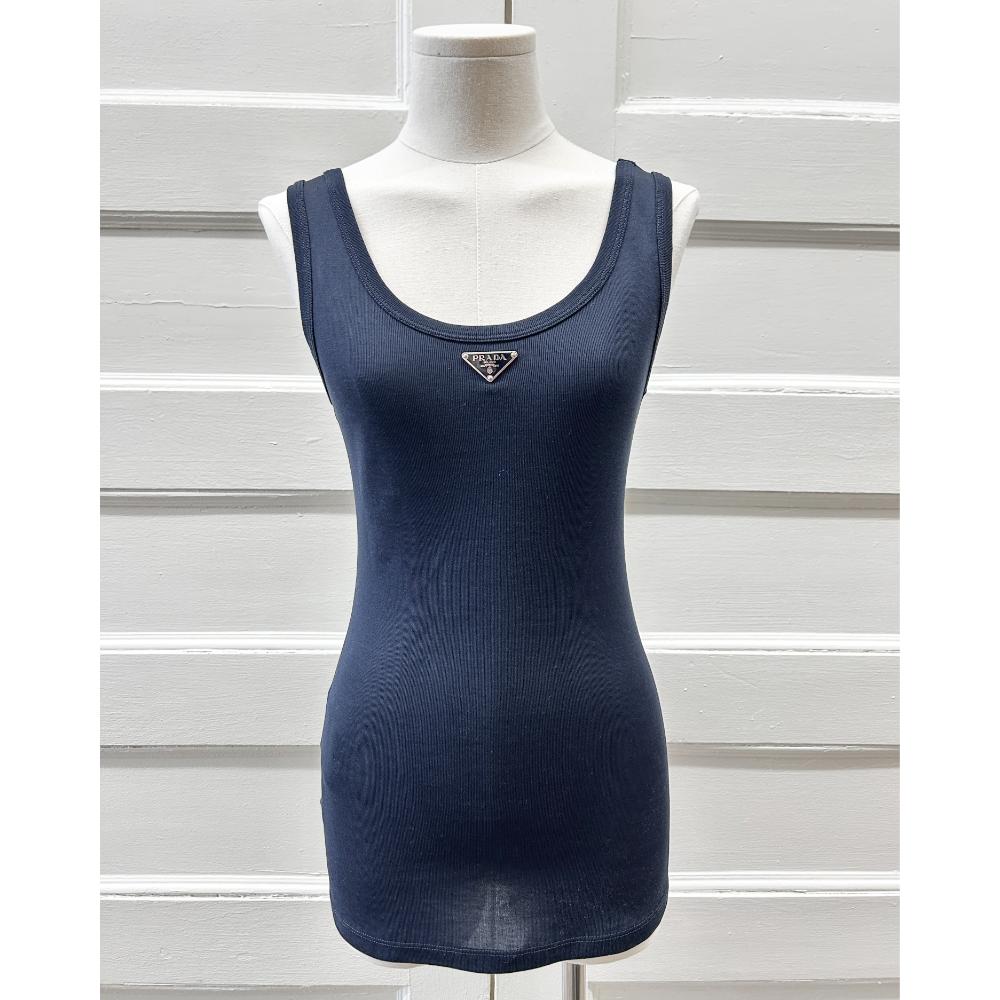 Prada navy ribbed jersey tank top ~ Size 0/2