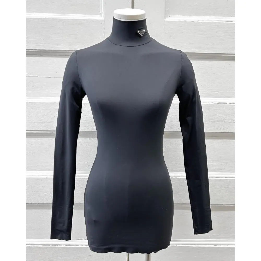 Prada black jersey turtleneck top ~ Size 0-4