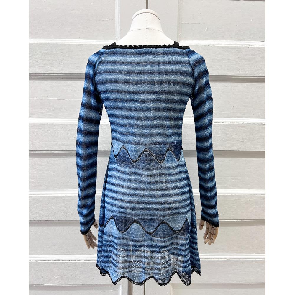 Chanel 2002 striped knit mini dress w/ shoulder bows ~ Size 6/8