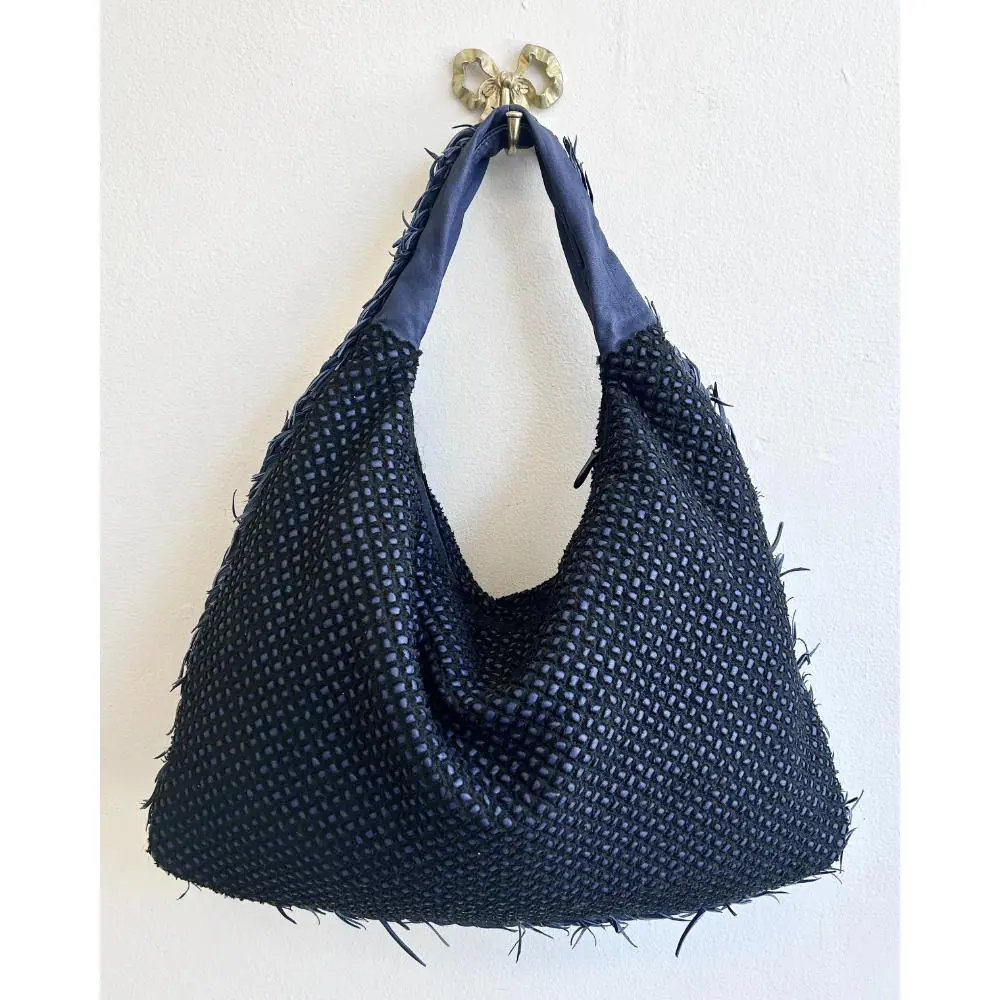 Bottega Veneta leather & silk Mini Ponza hobo bag - Maxi size