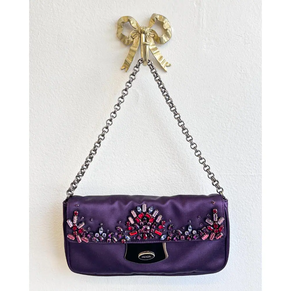 Prada amethyst satin & crystal purse