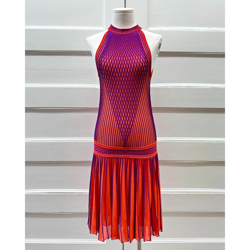 Roberto Cavalli orange & purple knit drop waist dress ~ Size 4