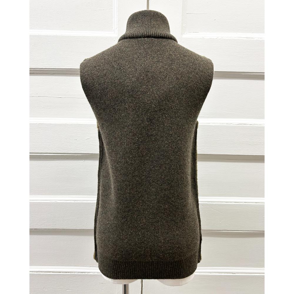 Loewe Puzzle Fold olive green shearling vest ~ Size 2/4