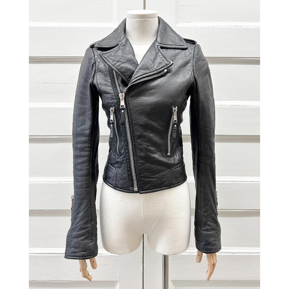 Balenciaga black leather motorcycle jacket ~ Size 2