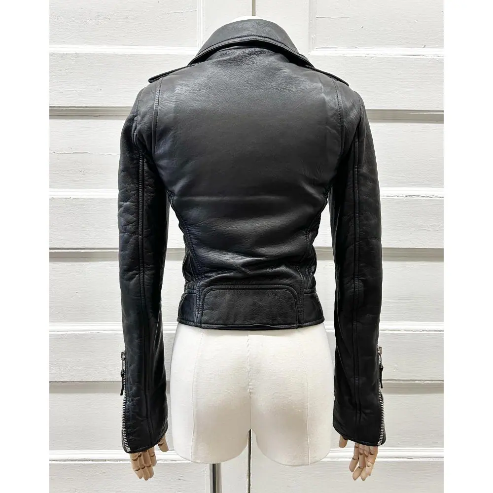 Balenciaga black leather motorcycle jacket ~ Size 2
