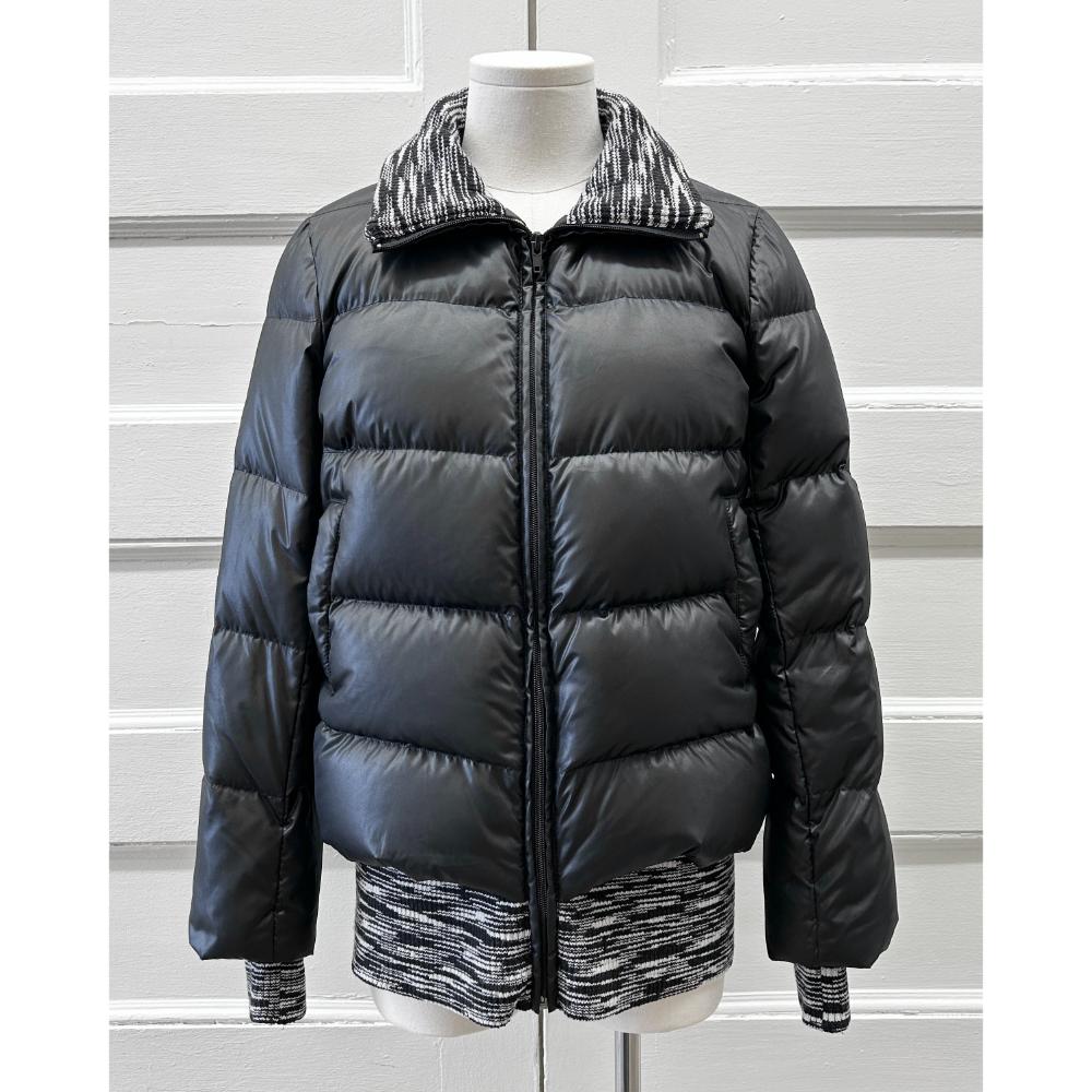 M Missoni black puffer coat w/ knit trim ~ Size 2/4