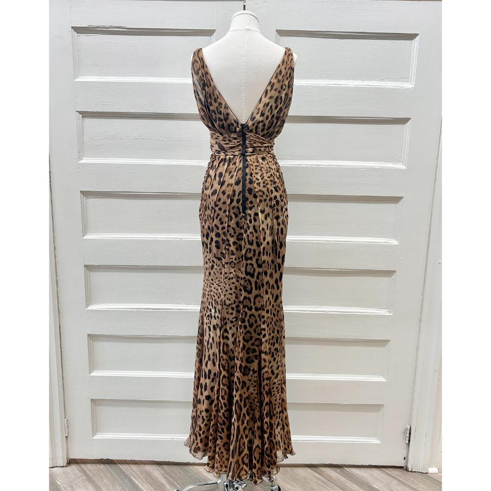 Dolce & Gabbana silk chiffon leopard print gown ~ Size 4