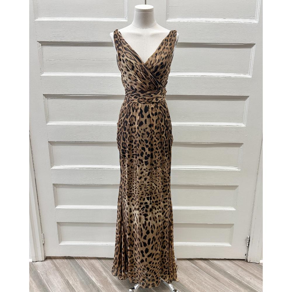 Dolce & Gabbana silk chiffon leopard print gown ~ Size 4