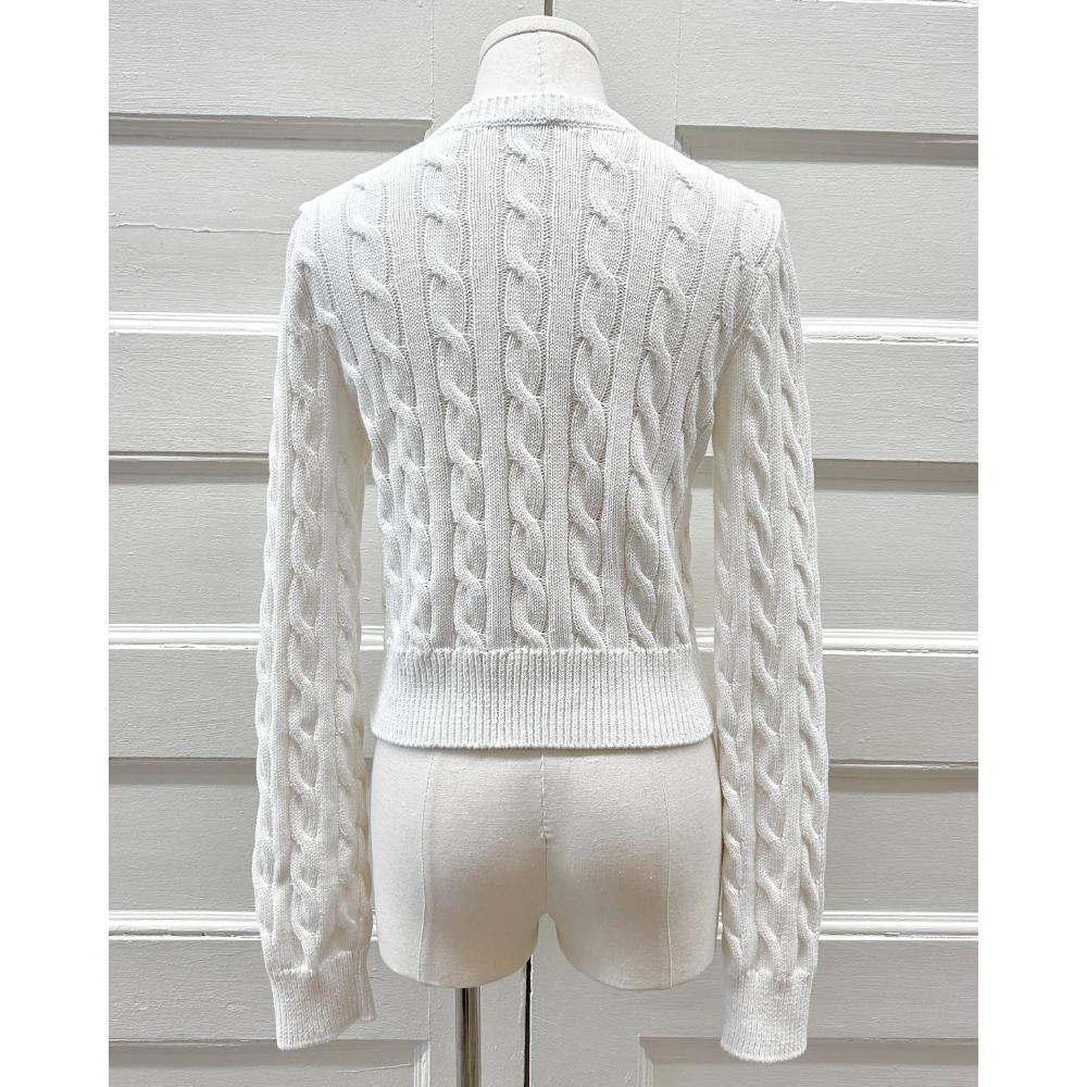 Loewe white cotton cable knit sweater ~ Size 4/6