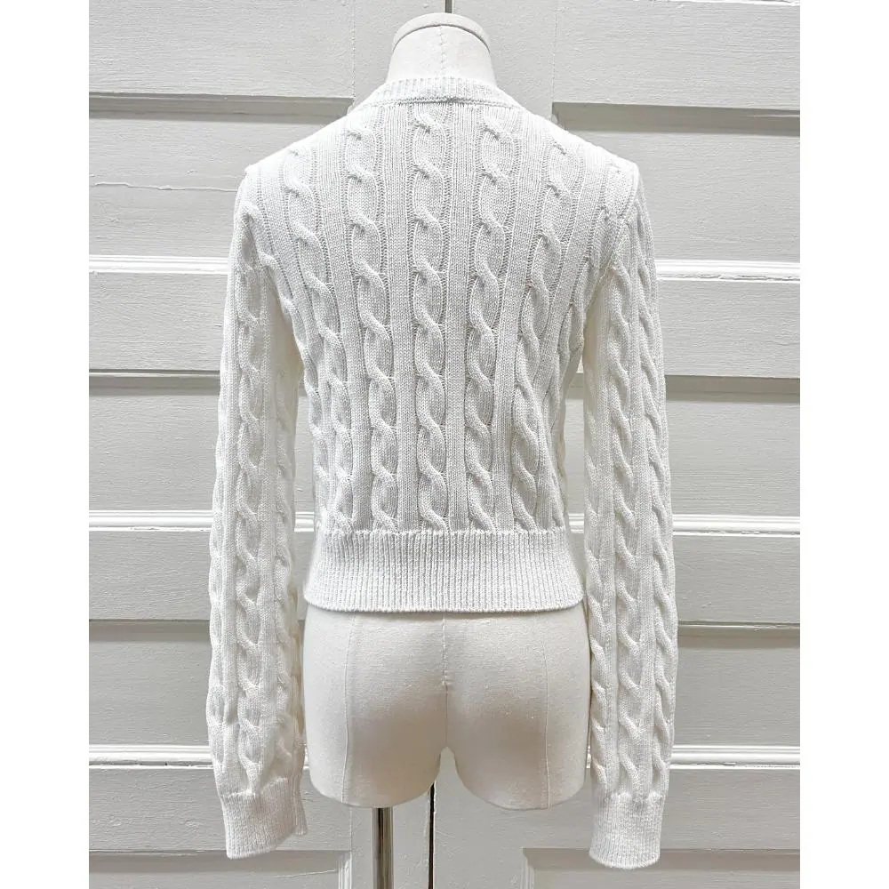 Loewe white cotton cable knit sweater ~ Size 4/6