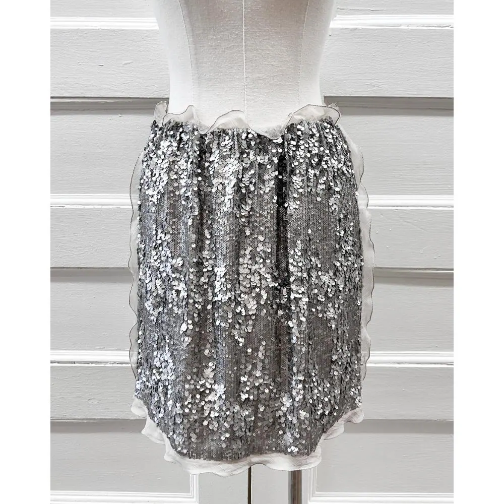 Fendi silk sequin skirt with chiffon frill trim ~ Size 2