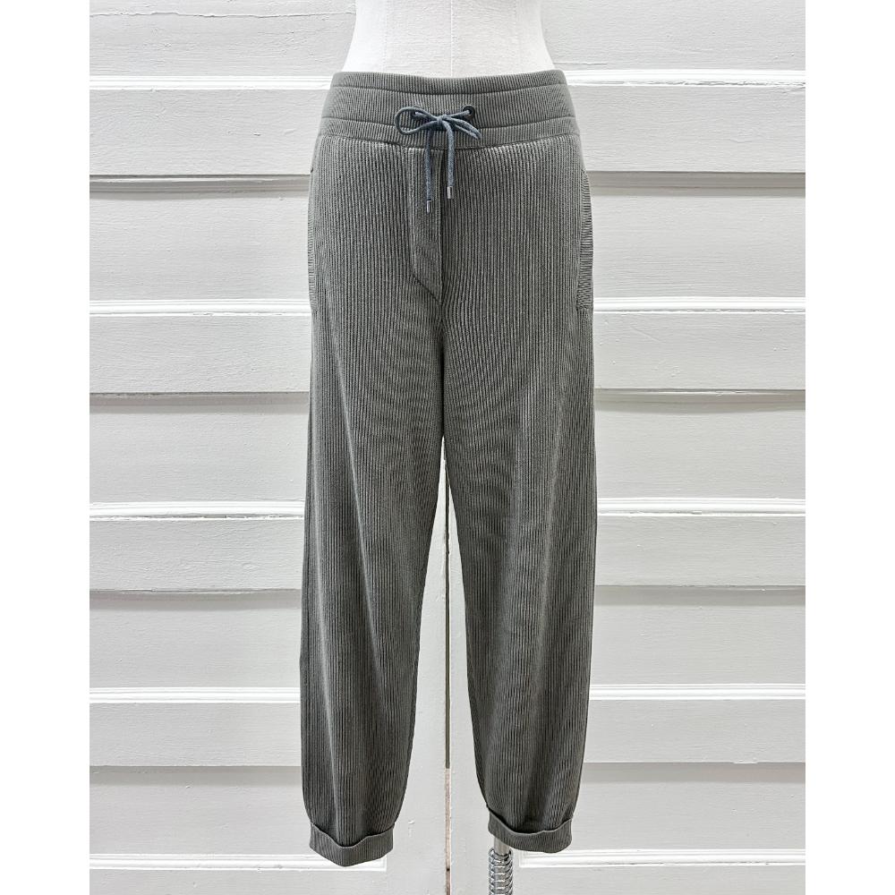 Brunello Cucinelli sage knit cotton track pants ~ Size 4/6