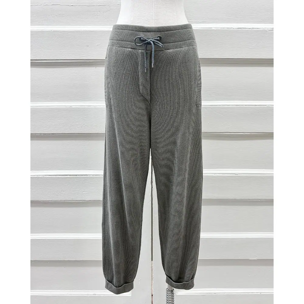 Brunello Cucinelli sage knit cotton track pants ~ Size 4/6