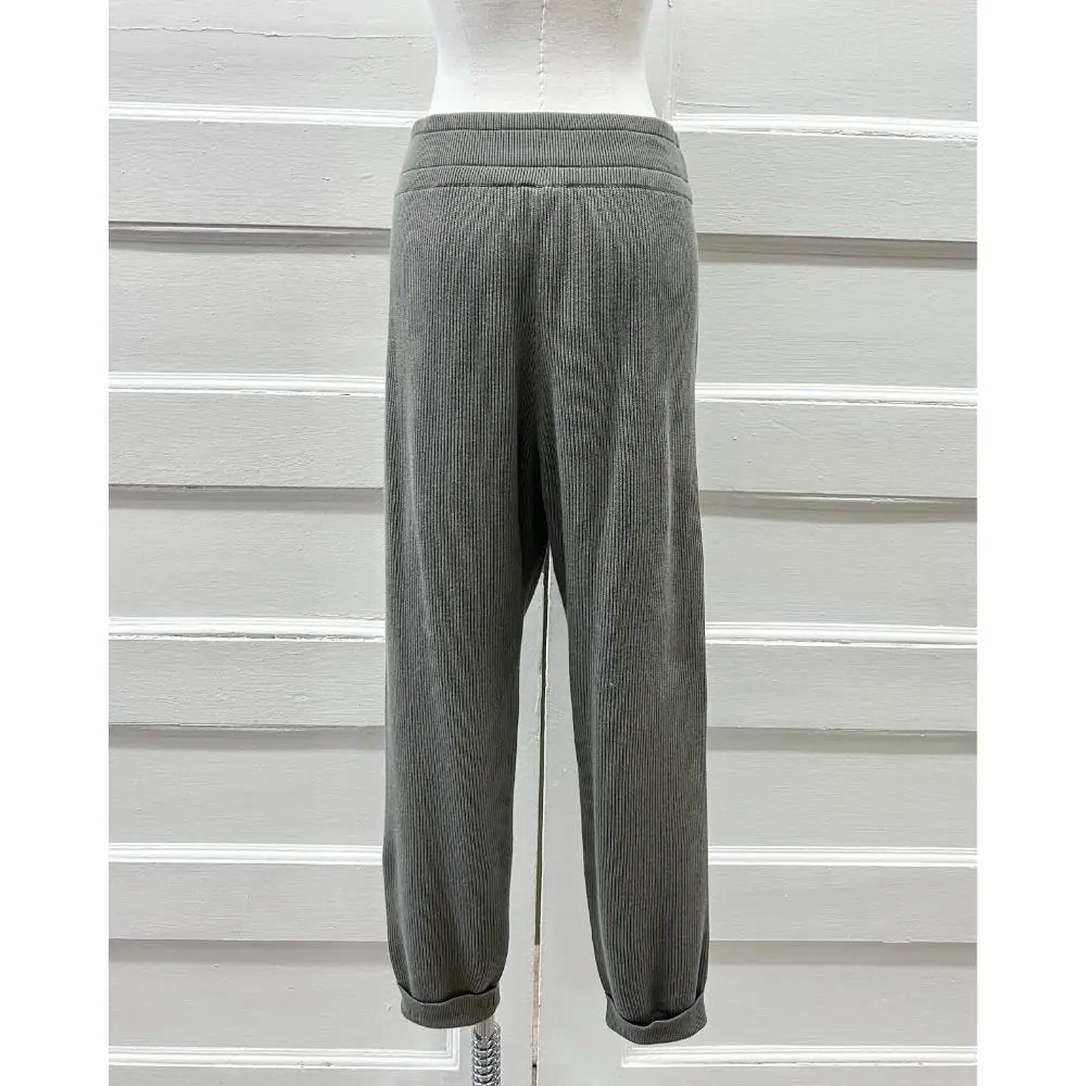Brunello Cucinelli sage knit cotton track pants ~ Size 4/6