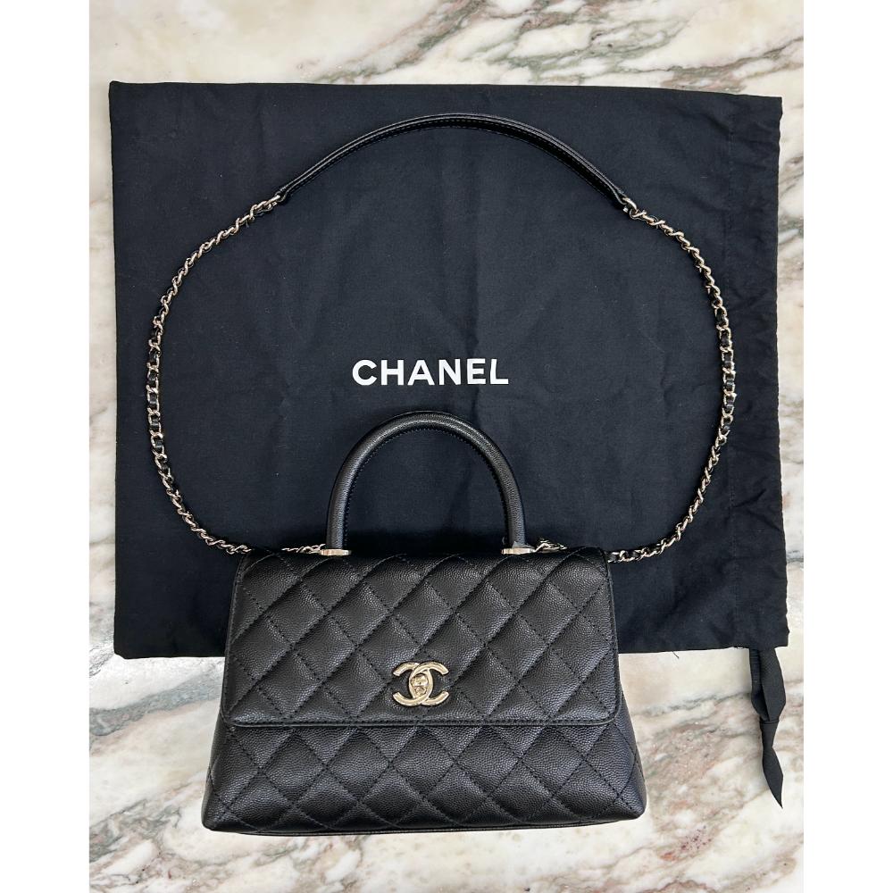 Chanel small Coco Handle bag in black caviar leather