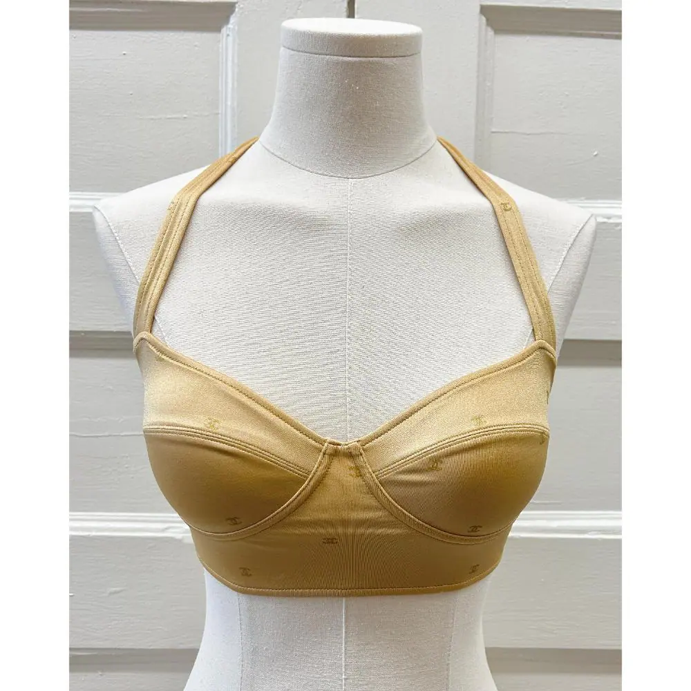 Chanel 2024 gold halter neck bikini top ~ Size 4
