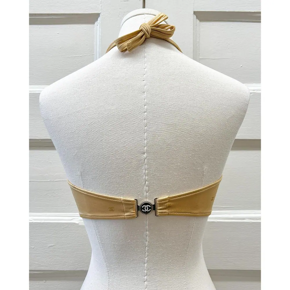Chanel 2024 gold halter neck bikini top ~ Size 4