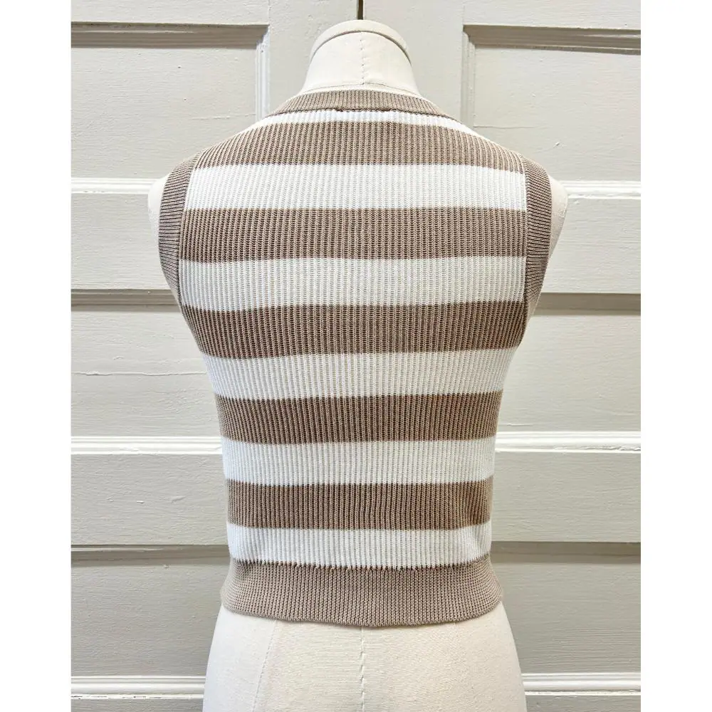 Brunello Cucinelli cotton striped knit vest ~ Size 2/4