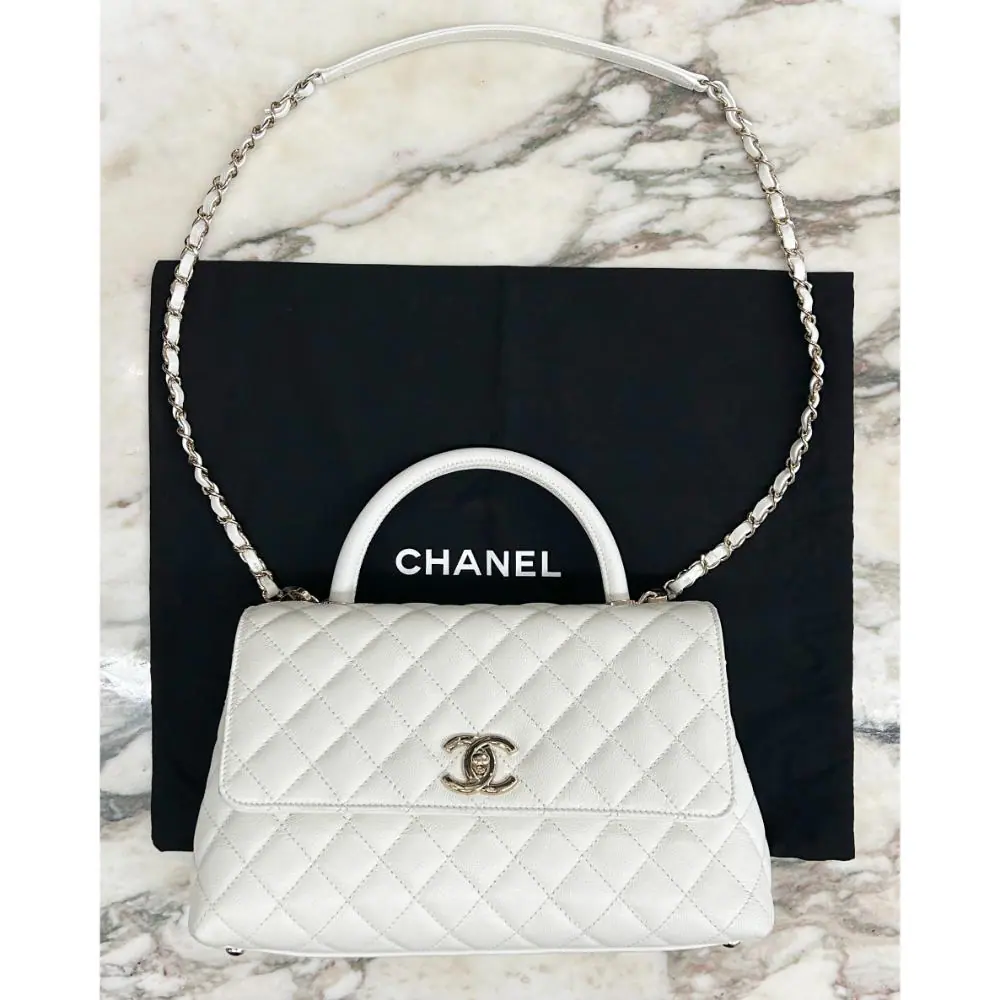 Chanel medium Coco Handle bag in cream caviar