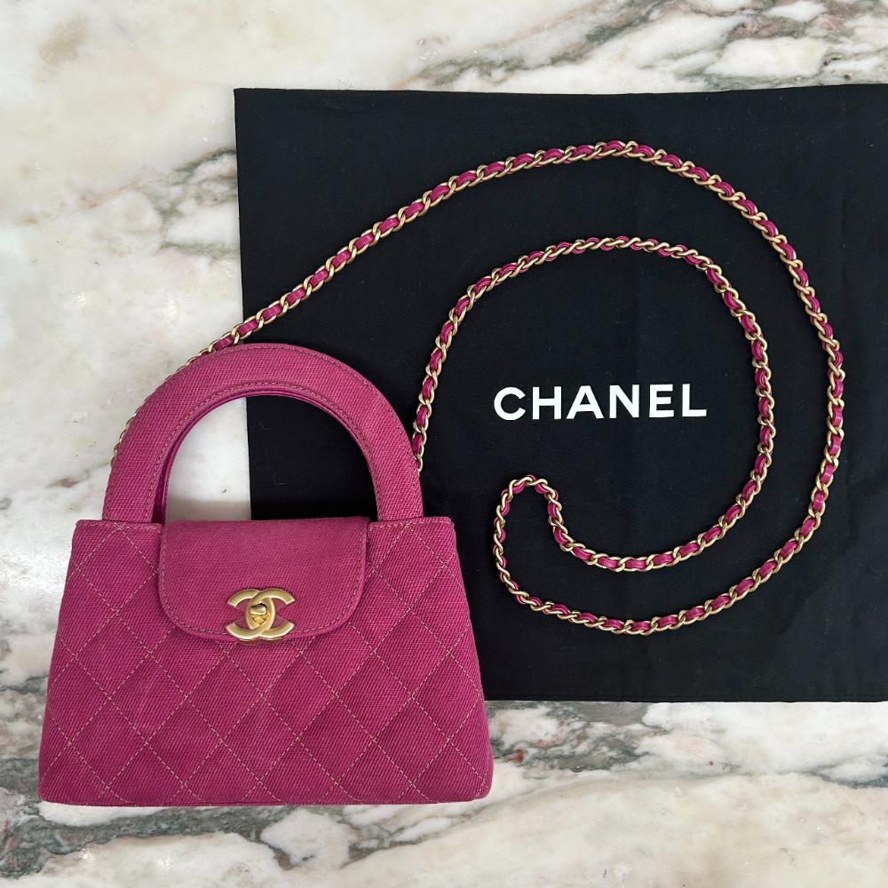 Chanel small Kelly Shopper in deep pink denim