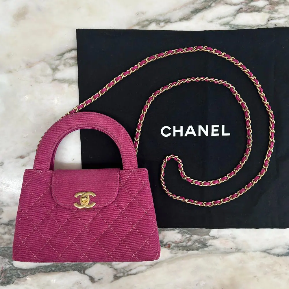Chanel small Kelly Shopper in deep pink denim