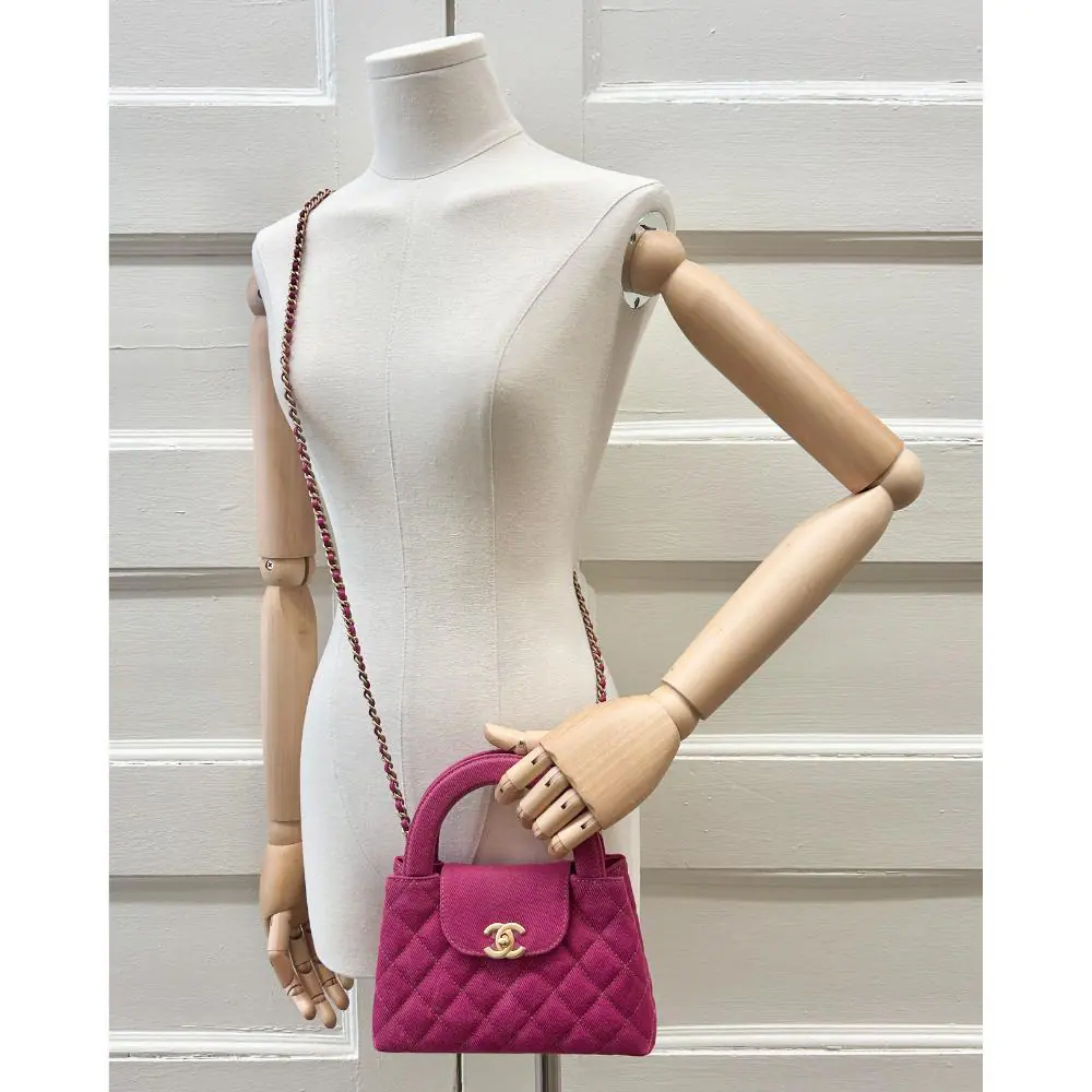 Chanel small Kelly Shopper in deep pink denim
