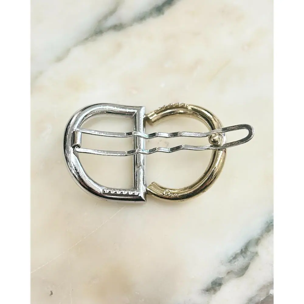 Dior vintage gold & silver logo hair clip