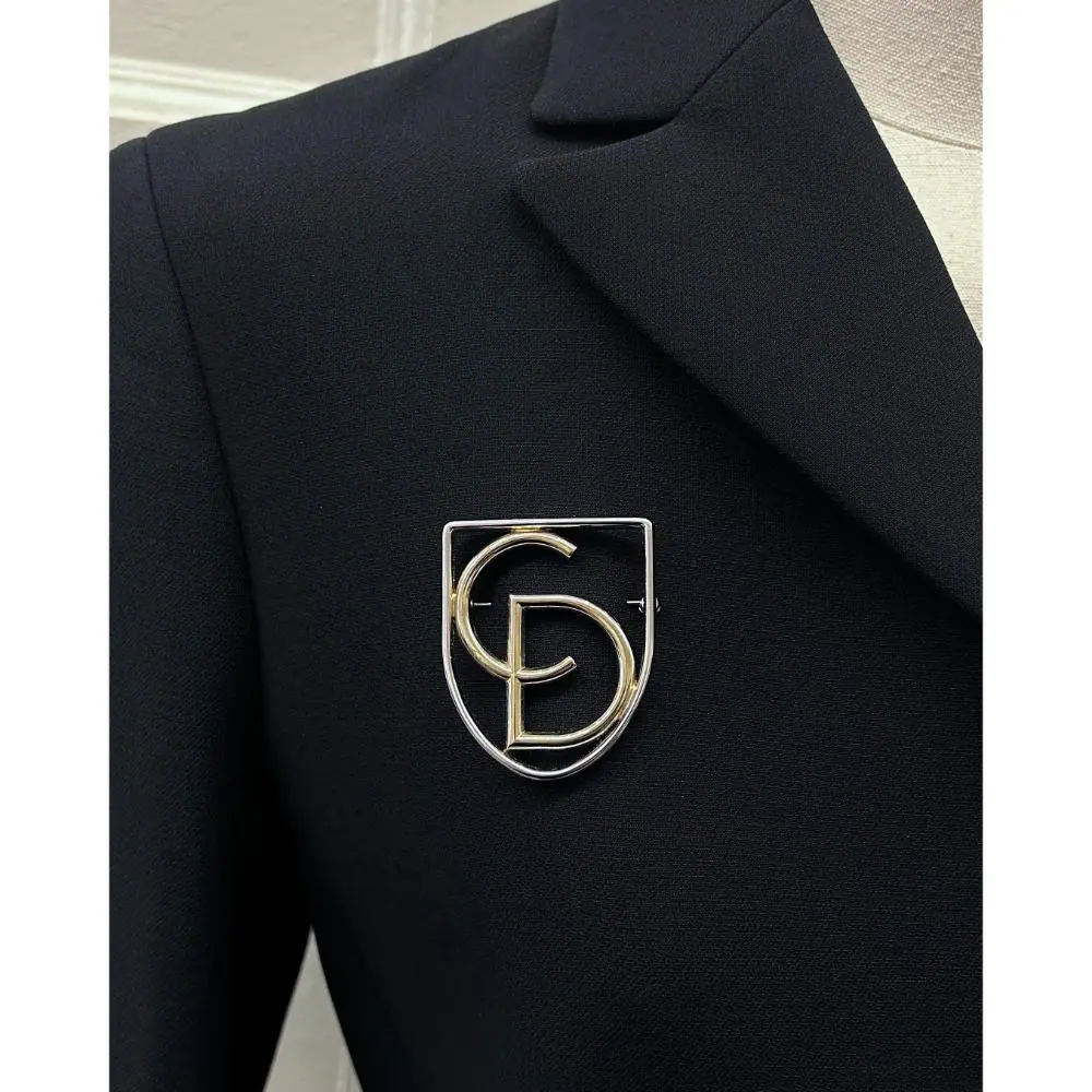 Dior vintage gold & silver logo brooch