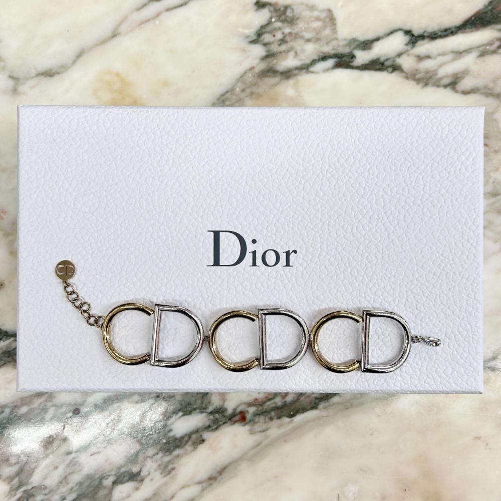 Dior vintage gold & silver logo bracelet