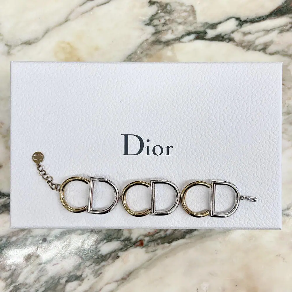 Dior vintage gold & silver logo bracelet