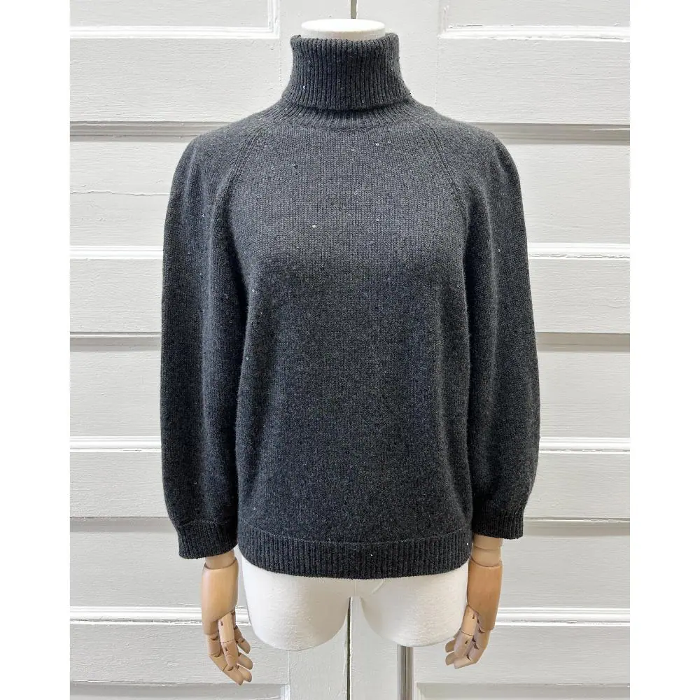 Brunello Cucinelli knit & sequin open back sweater ~ Size 4