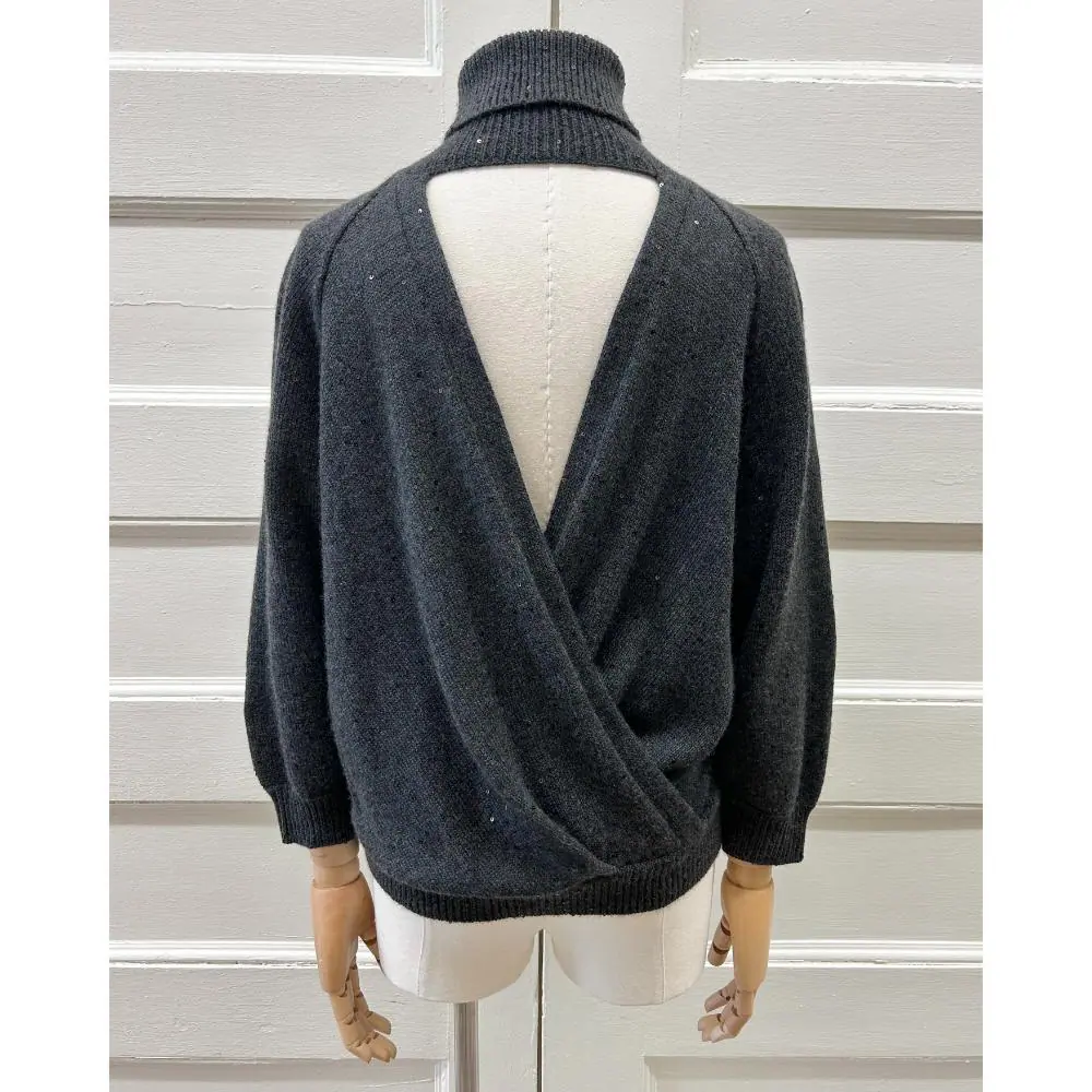 Brunello Cucinelli knit & sequin open back sweater ~ Size 4
