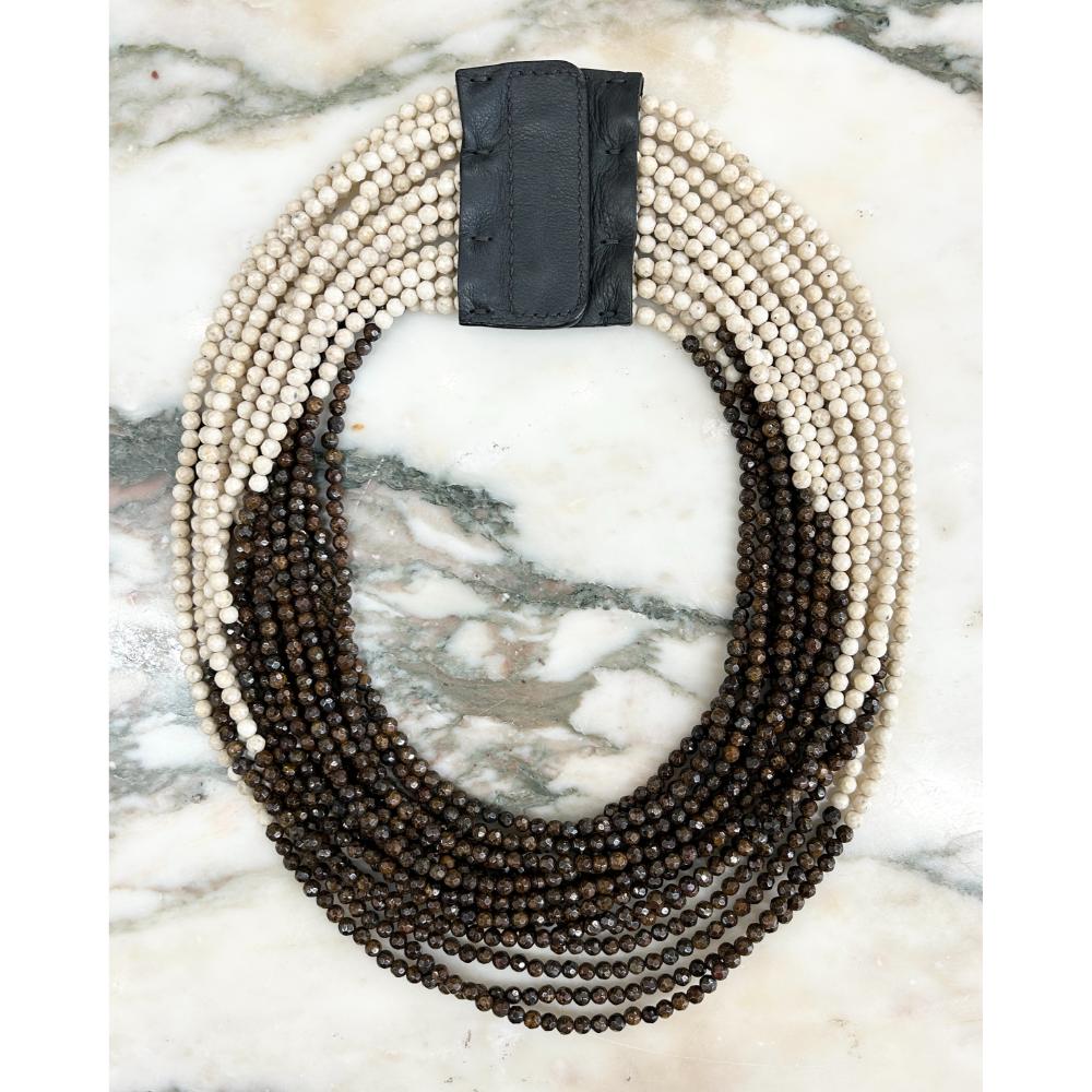 Brunello Cucinelli faceted stone beaded necklace