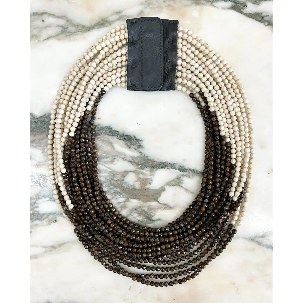 Brunello Cucinelli faceted stone beaded necklace