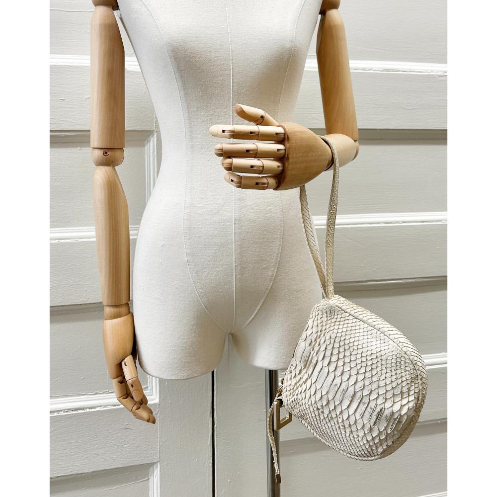Chanel 2003 beige & gold python wristlet bag