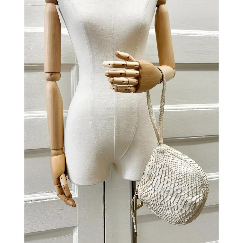 Chanel 2003 beige & gold python wristlet bag