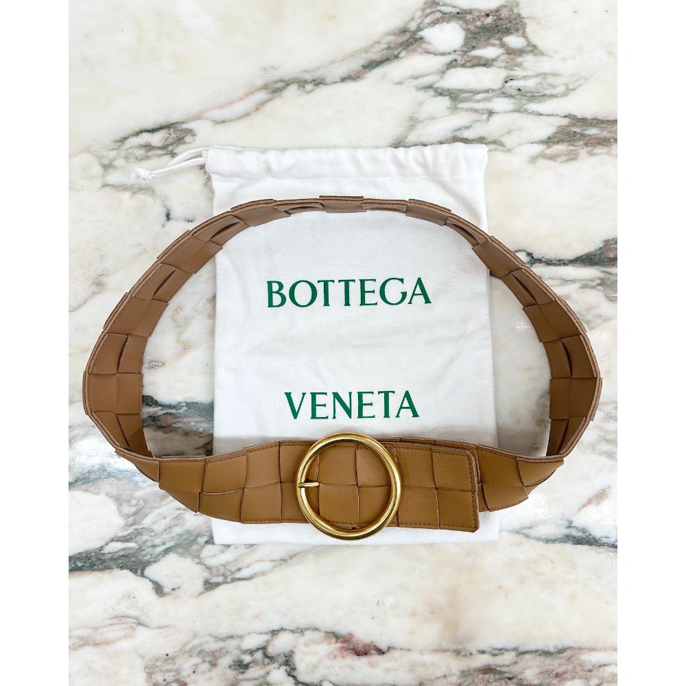 Bottega Veneta Intrecciato belt with large buckle