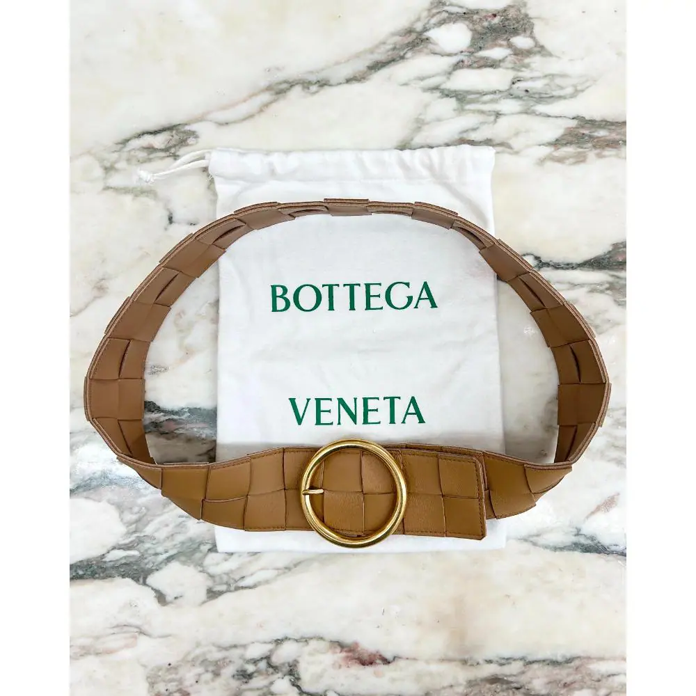 Bottega Veneta Intrecciato belt with large buckle