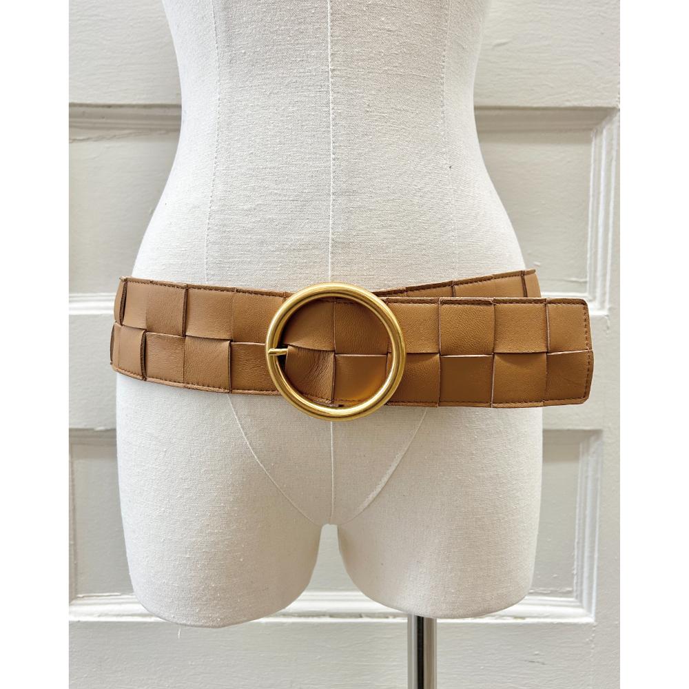 Bottega Veneta Intrecciato belt with large buckle