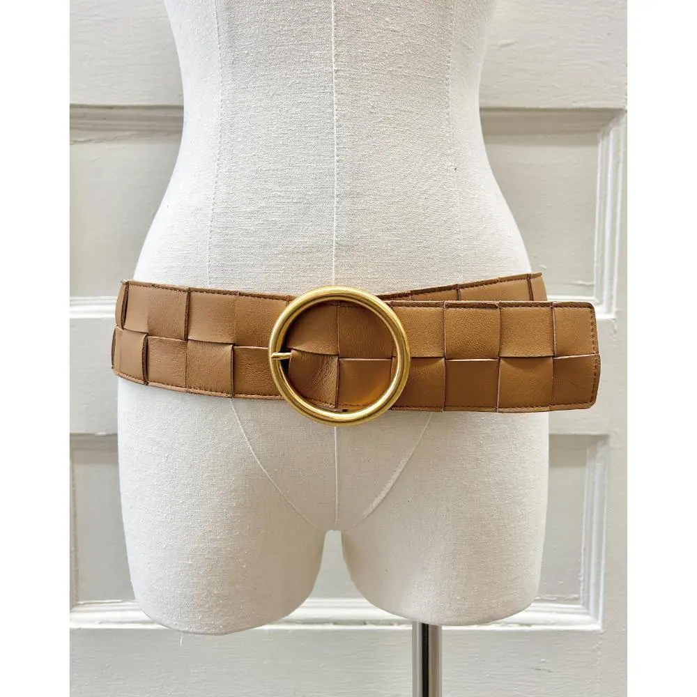 Bottega Veneta Intrecciato belt with large buckle