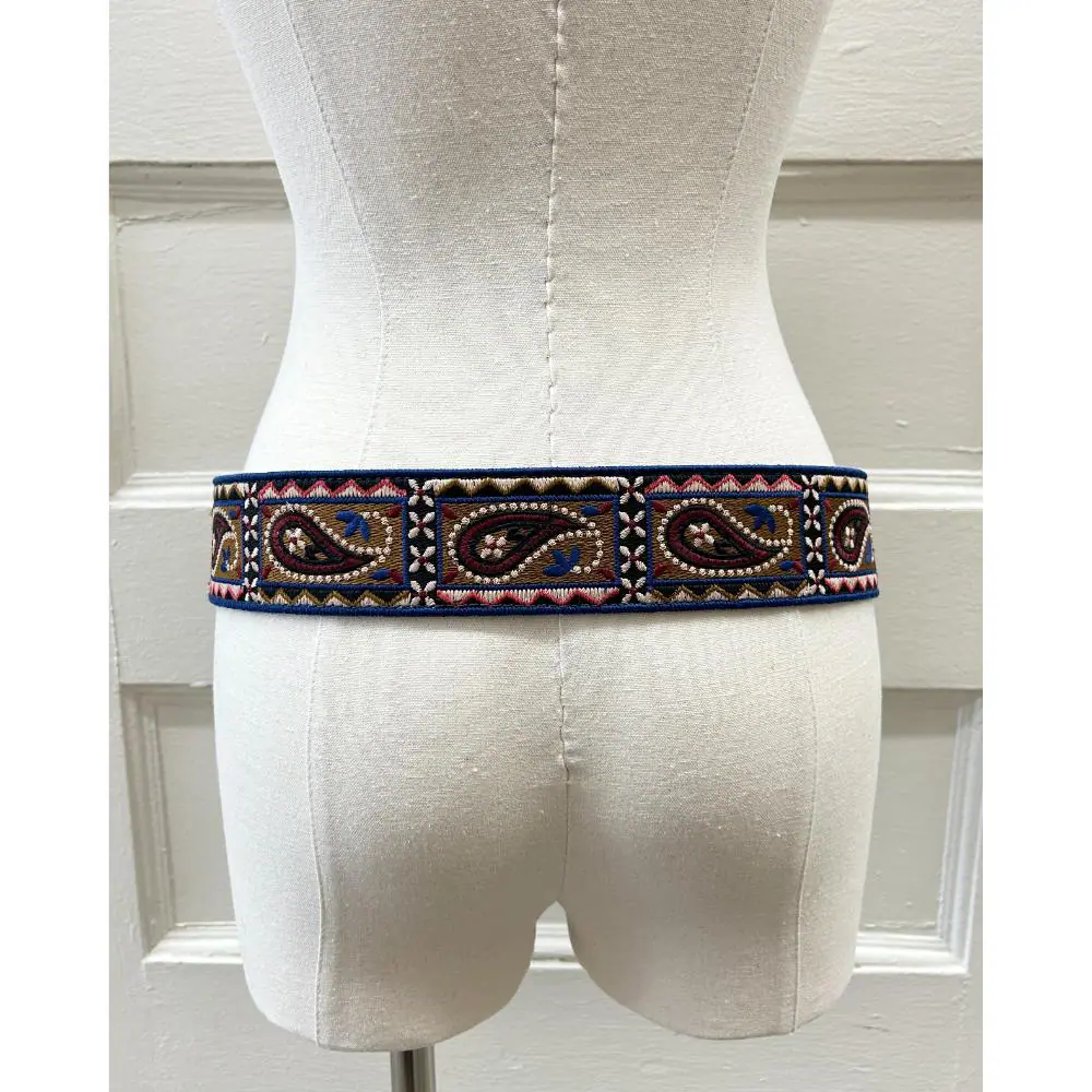 Etro embroidered belt with large square buckle
