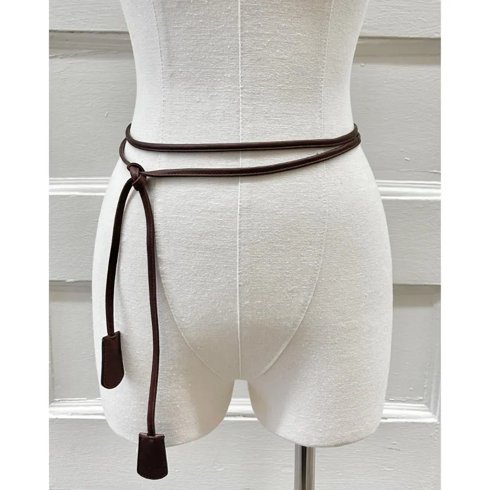 The Row Belt End B dark brown leather tie belt
