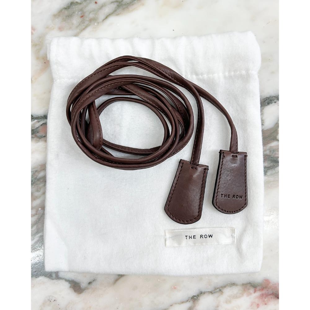 The Row Belt End B dark brown leather tie belt