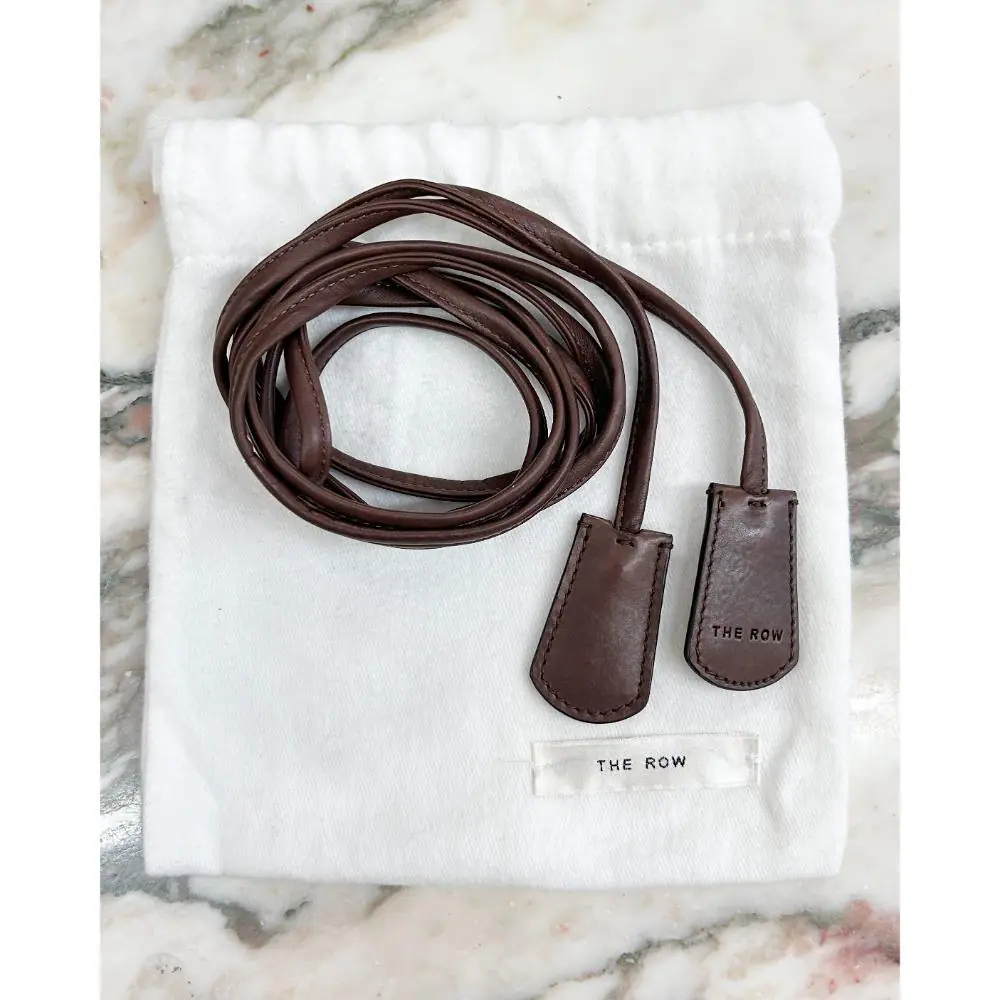 The Row Belt End B dark brown leather tie belt