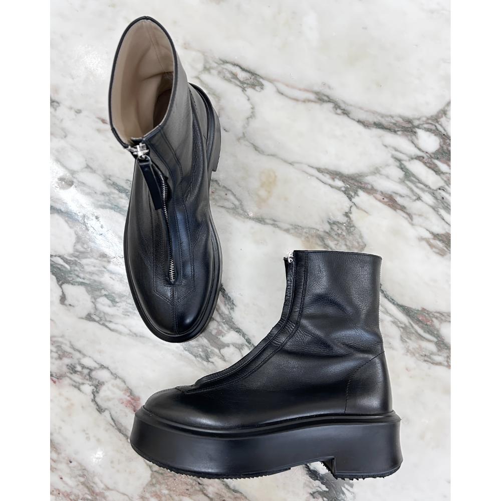 The Row Zipped Boot I in black leather ~ Size 8.5