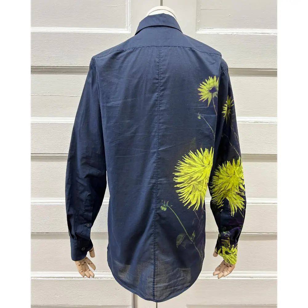 Dries Van Noten navy & floral print cotton shirt ~ Size 2/4