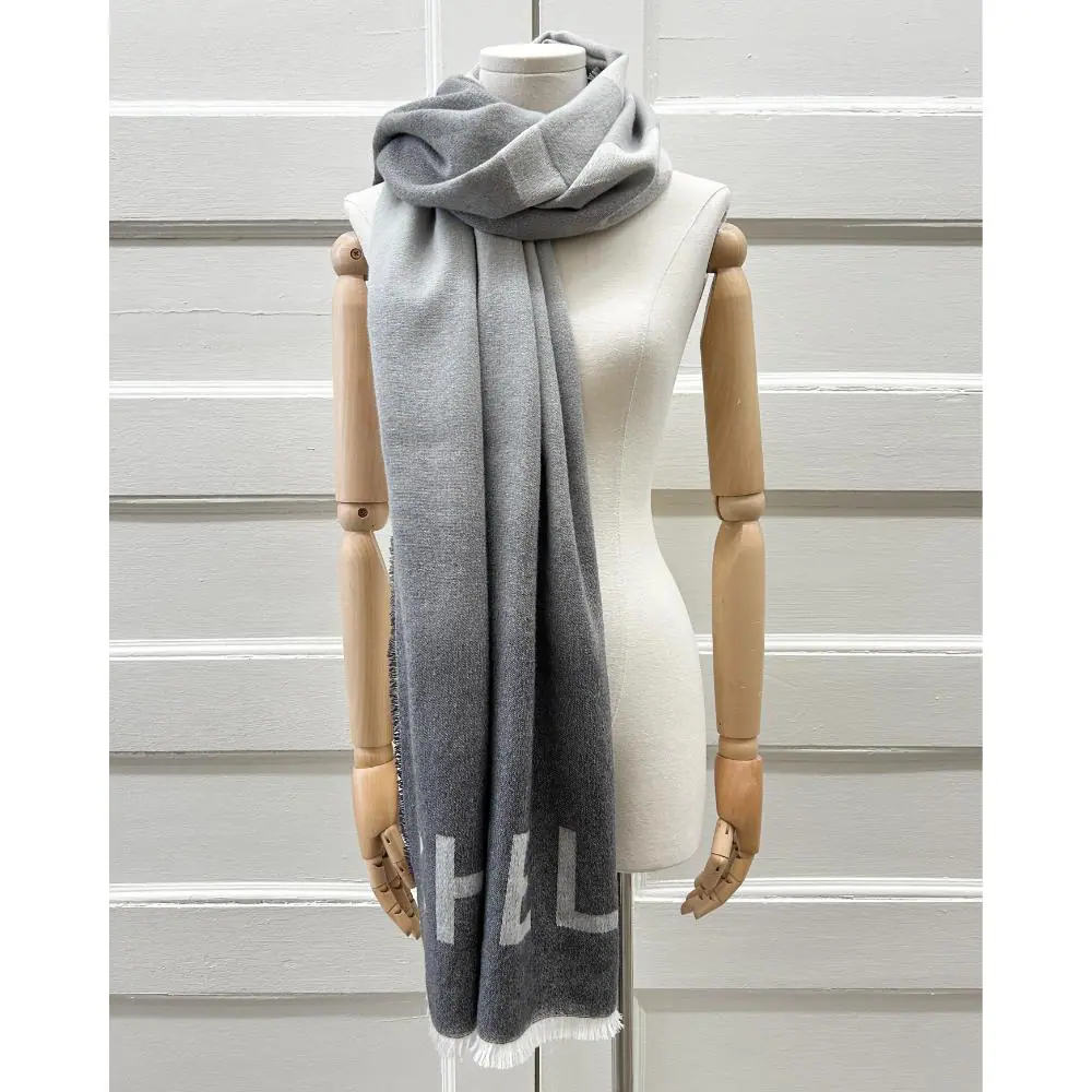 Chanel grey gradient cashmere scarf