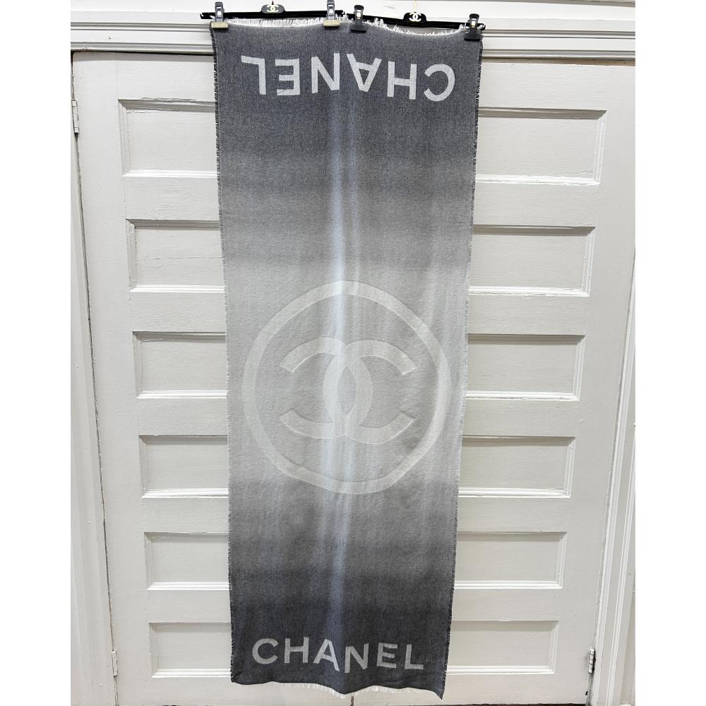 Chanel grey gradient cashmere scarf