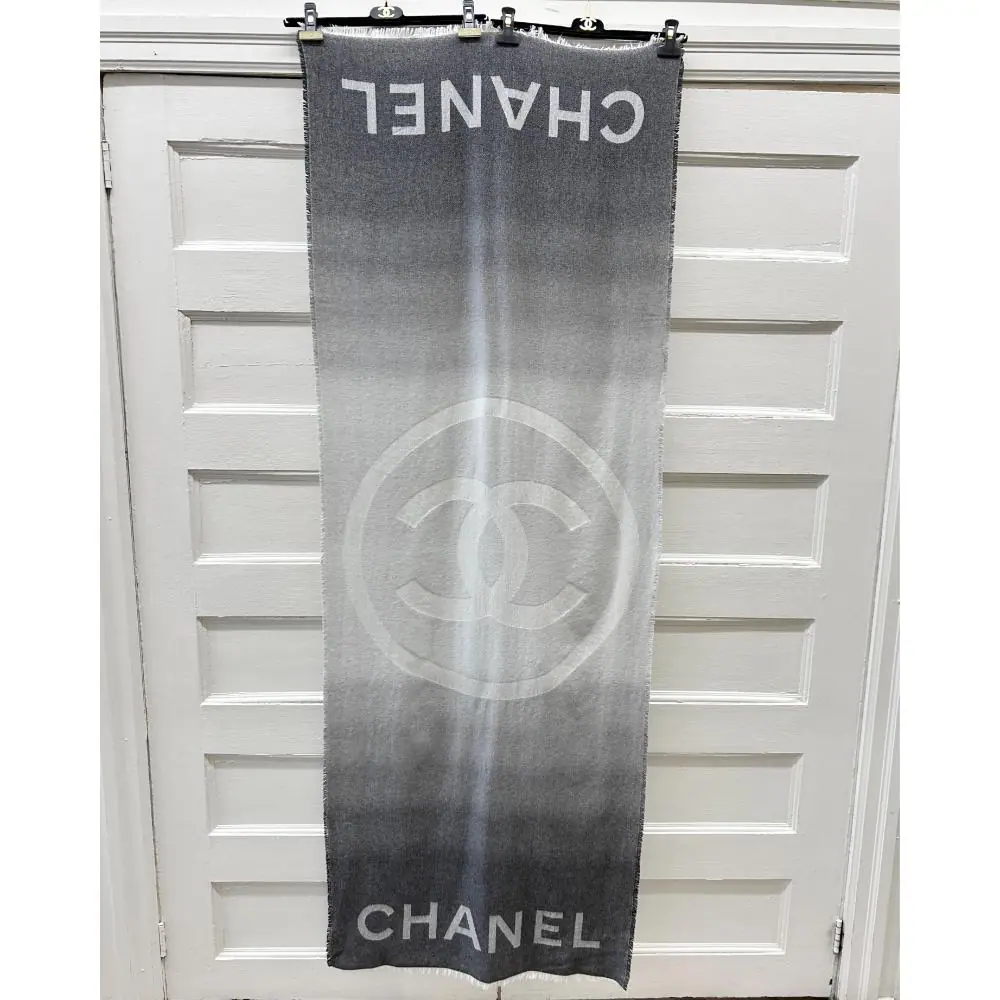 Chanel grey gradient cashmere scarf