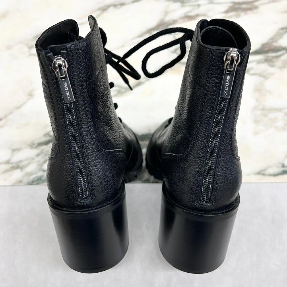 Jimmy Choo Bren 65 black leather heeled boots ~ Size 9